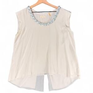 Rebecca Taylor Jewel Sequin Neck Pink Silk Cap Sleeve‎ Blouse 12 Luxe Glam Tulip